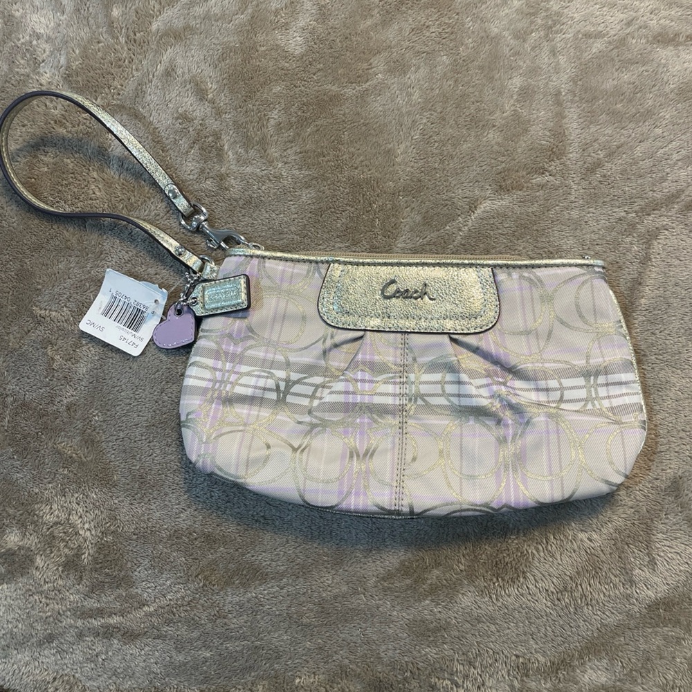 Coach Tartan SV/Multi-Color Wristlet Mini Bag F47145 NWT